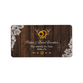 Etiqueta Programa Boho Sunflowers Antlers Wood Lace Wedding