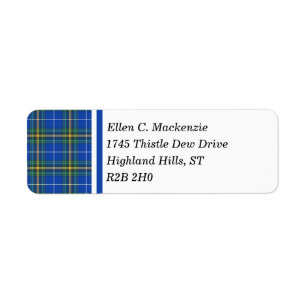 Etiqueta Provincia del tartán de Nueva Escocia Canadá