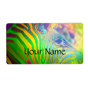 Etiqueta Psicodelic Wild Life Zebra + tu texto