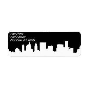 Etiqueta Puente de Brooklyn y horizonte de Manhattan en la