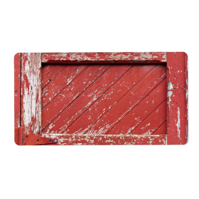 Etiqueta Puerta del establo de madera pintada de color rojo (Frente)