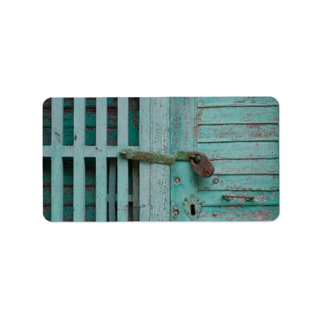 Etiqueta Puerta Turqouise del Weathered (Frente)