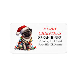 Etiqueta Pug Caine Cute Merry Christmas Wiers
