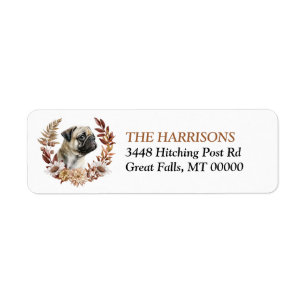 Etiqueta Pug Dog Otumn Wreath