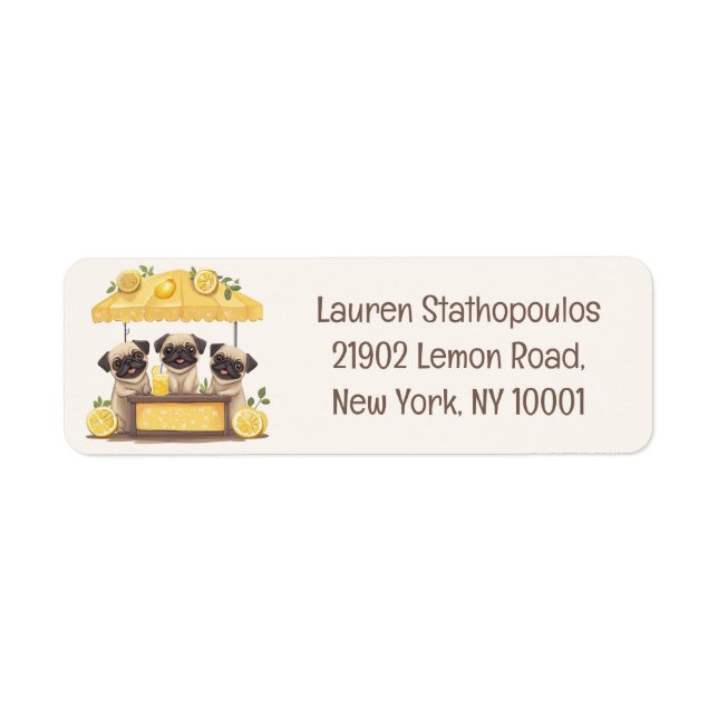 Etiqueta Pug Dogs Lemonade Stand (Frente)