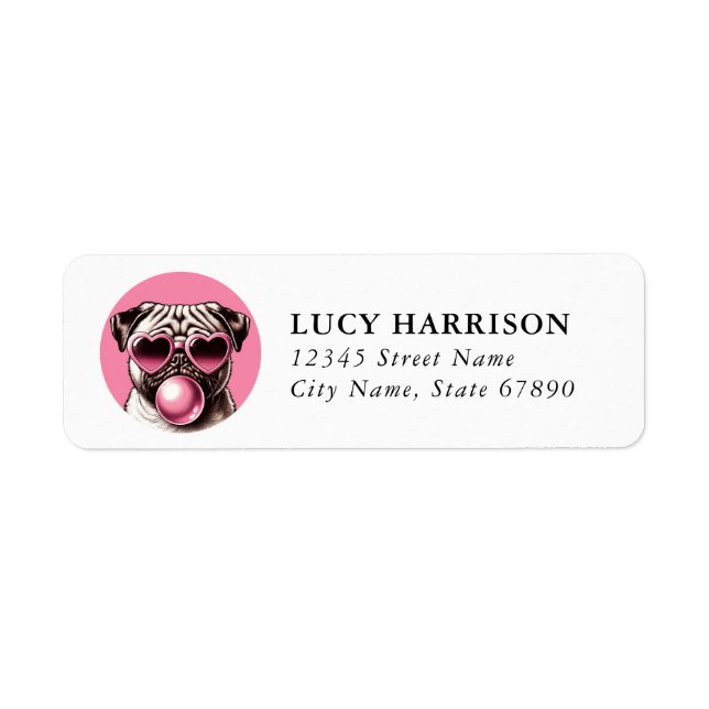 Etiqueta Pug Return Address Labels (Frente)