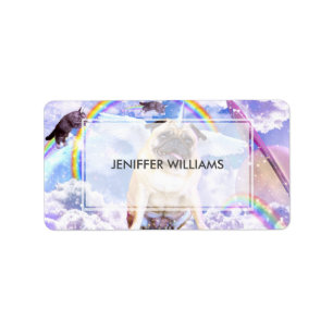 Etiqueta Pug unicorn - Cute pugicorn