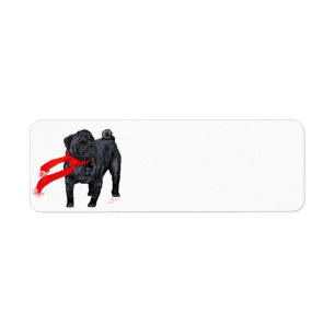Etiqueta Pugs con Bufanda Roja
