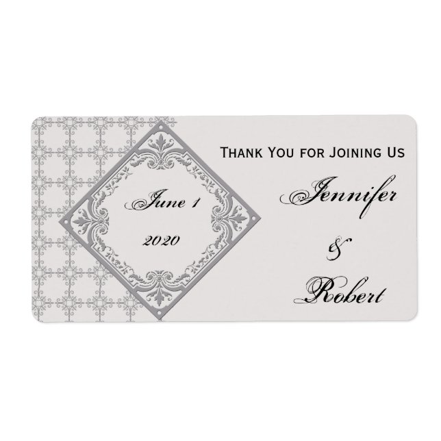 Etiqueta pulida de frasco de agua grisácea (Frente)