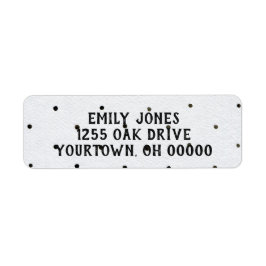 Etiqueta punto de polka blanco y negro