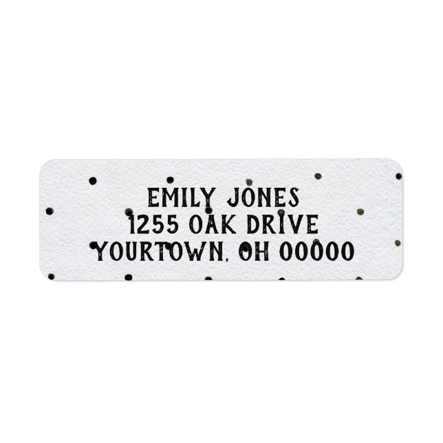 Etiqueta punto de polka blanco y negro (Frente)