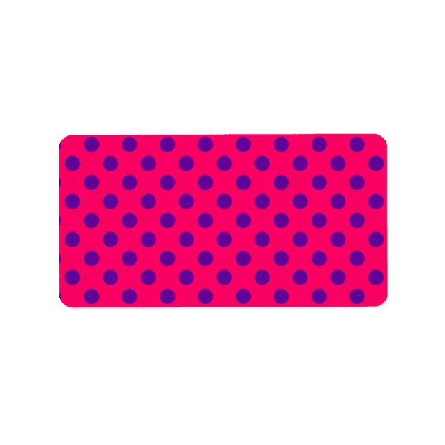 Etiqueta Punto de polka rosa y púrpura (Frente)