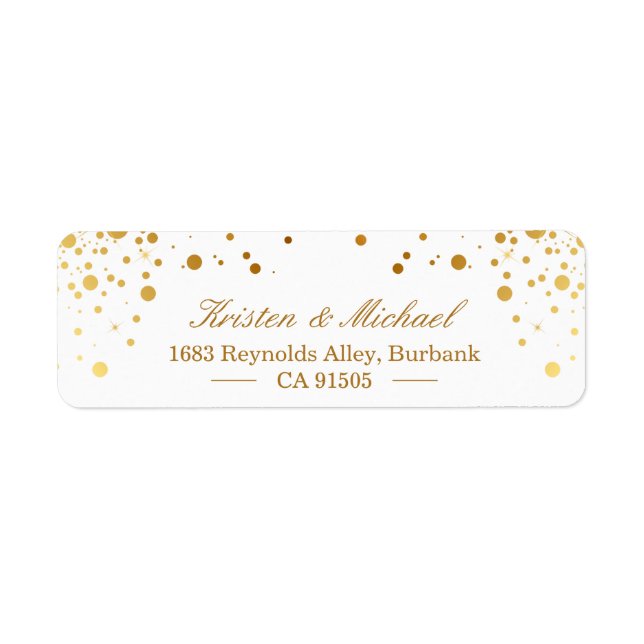 Etiqueta Puntos de Confetti de oro modernos | Elegante (Frente)