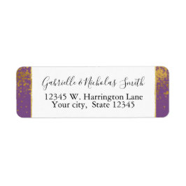 Etiqueta Puntos de Confetti de oro morado