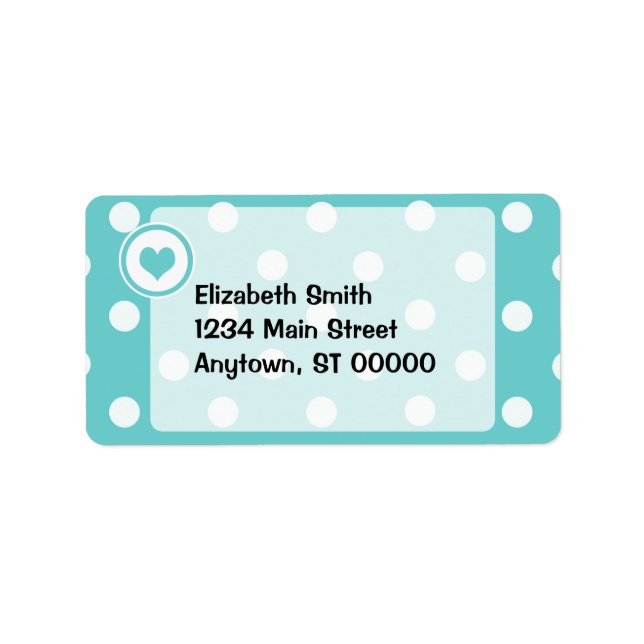 Etiqueta Puntos de polka con corazón V3 (Frente)