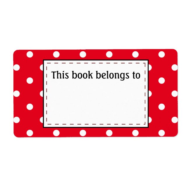 Etiqueta Puntos de polka en rojo y blanco (Frente)