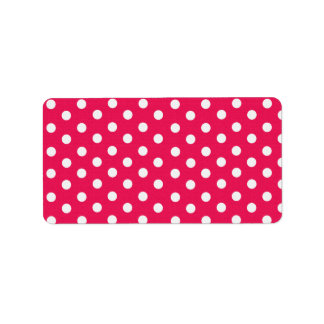 Etiqueta Puntos De Polka Rosa Y Blanco