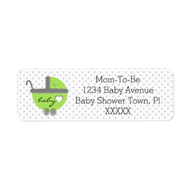 Etiqueta Puntos de Polka Verde y Gris Lime-Baby Shower (Frente)