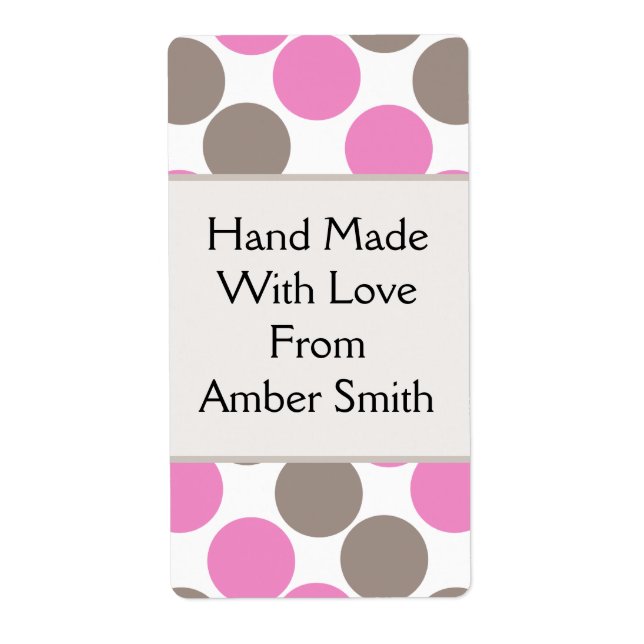 Etiqueta Puntos Marrones Y Rosa (Frente)