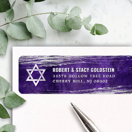 Etiqueta Purple Bar Mitzvah Relieve metalizado plateado Bol