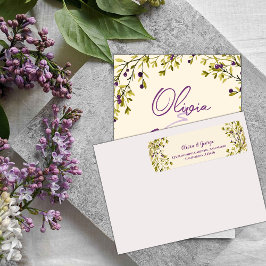 Etiqueta Purple Berry Greenery Wedding Return Address Label