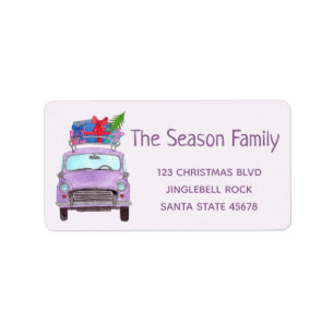 Etiqueta Purple Car with Christmas Gifts