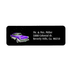 Etiqueta Purple Classic Musle Car Birday Bash