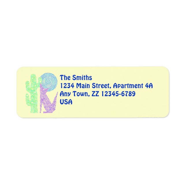 Etiqueta Purple Coyote Wolf Southwestern Design (Frente)