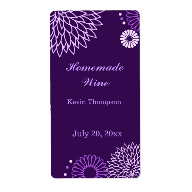 Etiqueta Purple Floral Mini Wine (Frente)