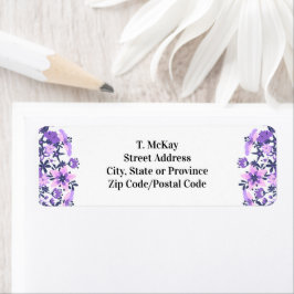 Etiqueta Purple Floral Return Address