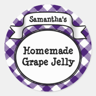 Etiqueta Purple Gingham Grape Jelly Jam Jar/Lie