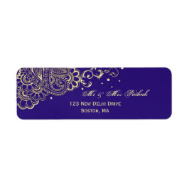 Etiqueta Purple Gold Lace Henna Return Address Label