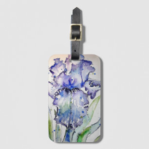 Etiqueta Purple Iris Flower Floral Watercolor Luma