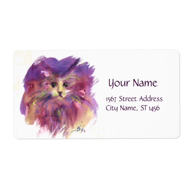 Etiqueta PURPLE KITTEN,KITTY CAT RETRAT, Blanco (Frente)