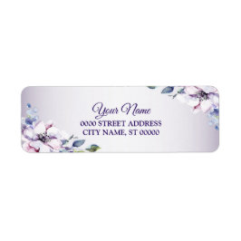Etiqueta Purple Pink Floral Golden Wedding Return Address 
