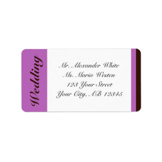 Etiqueta Purple Stripe Brown Wedding Address Labels