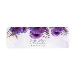Etiqueta Purple Watercolor Chrysanthemum Wedding