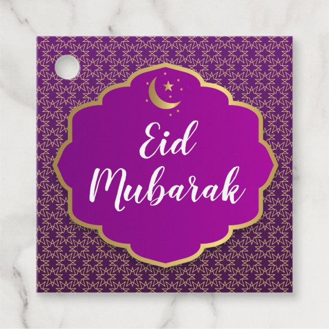 Etiqueta púrpura Eid Mubarak (Anverso)