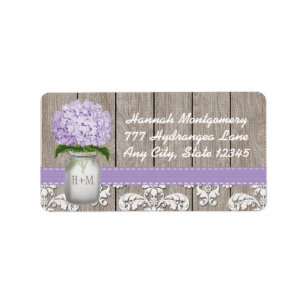 Etiqueta Púrpura Hydrangea Monogrammed Mason Jar