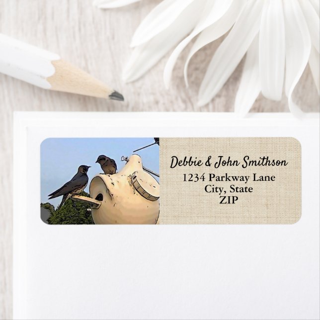 Etiqueta Púrpura Martín Aves Naturaleza Dirección de retorn (In situ)