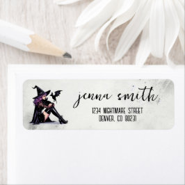 Etiqueta Púrpura Pin Up Witch