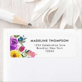 Etiqueta Púrpura Simple Trendy Flora Rosa