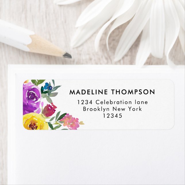 Etiqueta Púrpura Simple Trendy Flora Rosa (In situ)