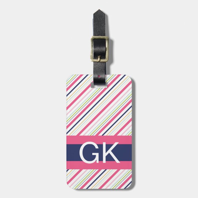 Etiqueta púrpura y rosada del equipaje del (Frente Vertical)