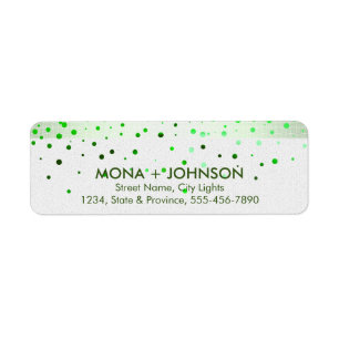 Etiqueta Purpurina de Linen Verde Sparkle Confetti Dots Mod