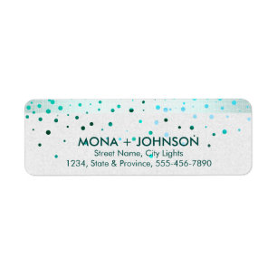 Etiqueta Purpurina de lino azul Sparkle Confetti Dots Moder