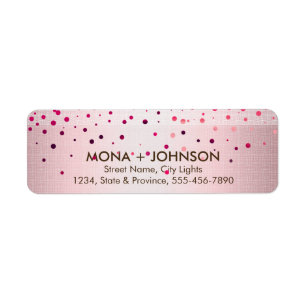 Etiqueta Purpurina de lino rosado Sparkle Confetti puntos m