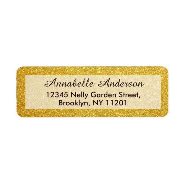 Etiqueta Purpurina de oro amarillo clásico Sparkle personal (Frente)
