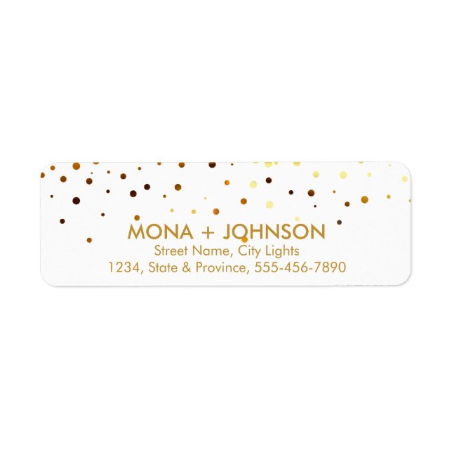 Etiqueta Purpurina de Oro Blanco Esparkle Confetti Dots Mod (Frente)