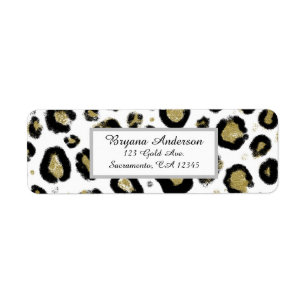 Etiqueta Purpurina de oro blanco y dulce de leopardo negro